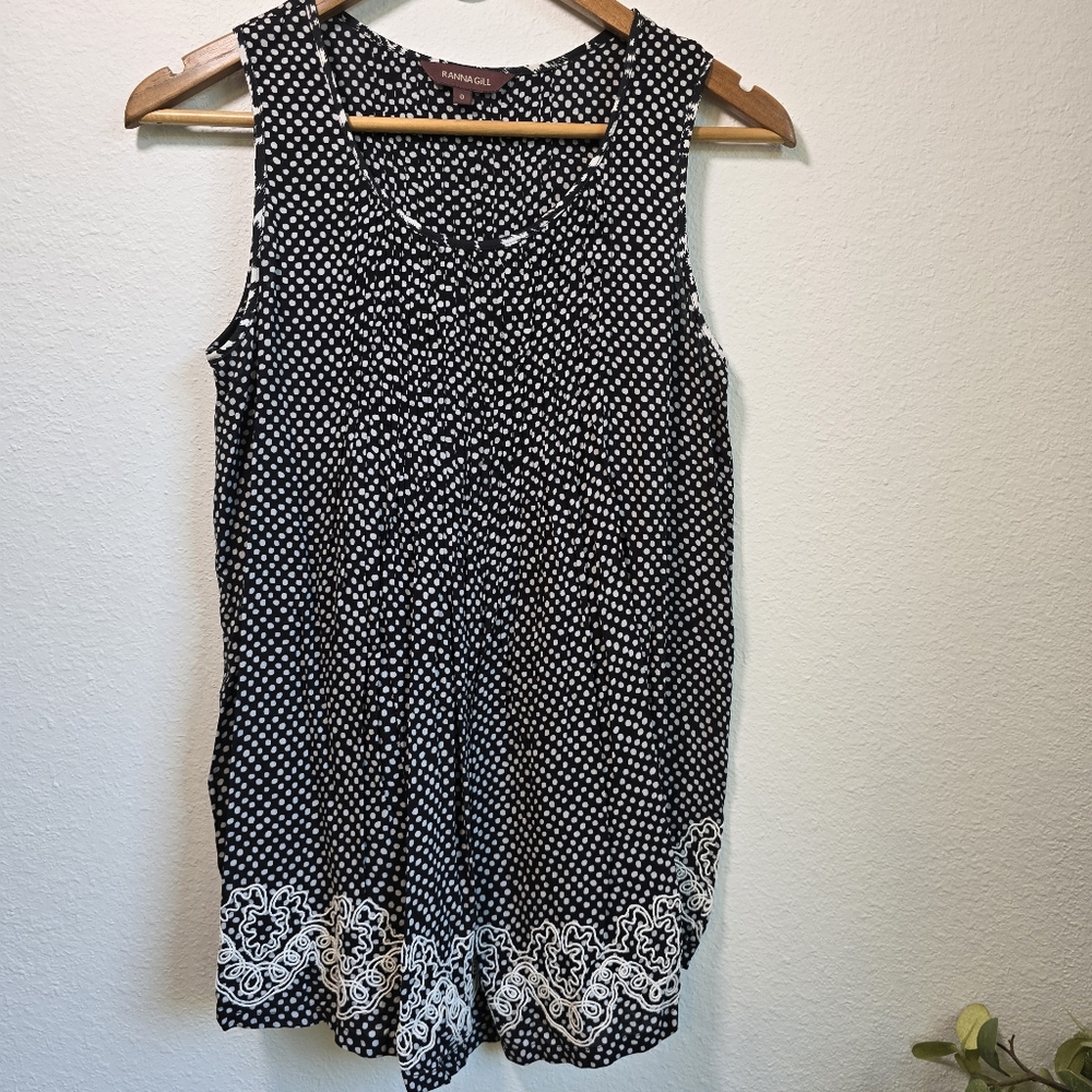 EUC Anthro Polka Dot Sleeveless Top 0